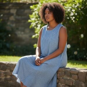 Sleeveless Blue Striped A-Line Dress size 2xl